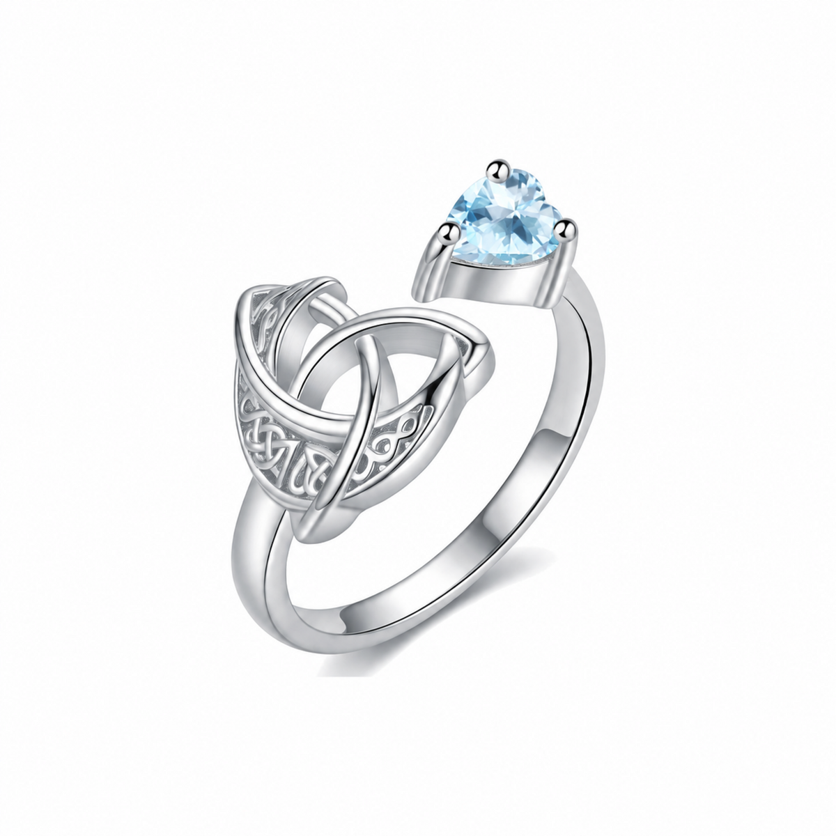 925 Sterling Silver Celtic Heart Birthstone Ring