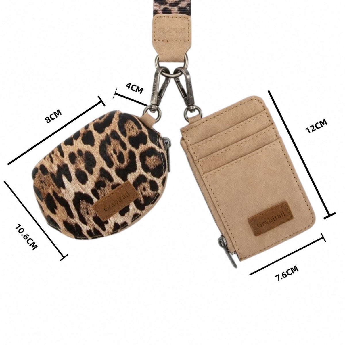 Leopard KeyChain Wristlet Wallets for Women Western Dual Pouch Card Holder Wallet With Zipper