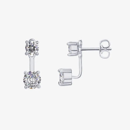 18K Gold Plated Sterling Silver Posts Cubic Zirconia Ear Jacket Statement Earrings for Women | Front & Back Stud Earring Jackets