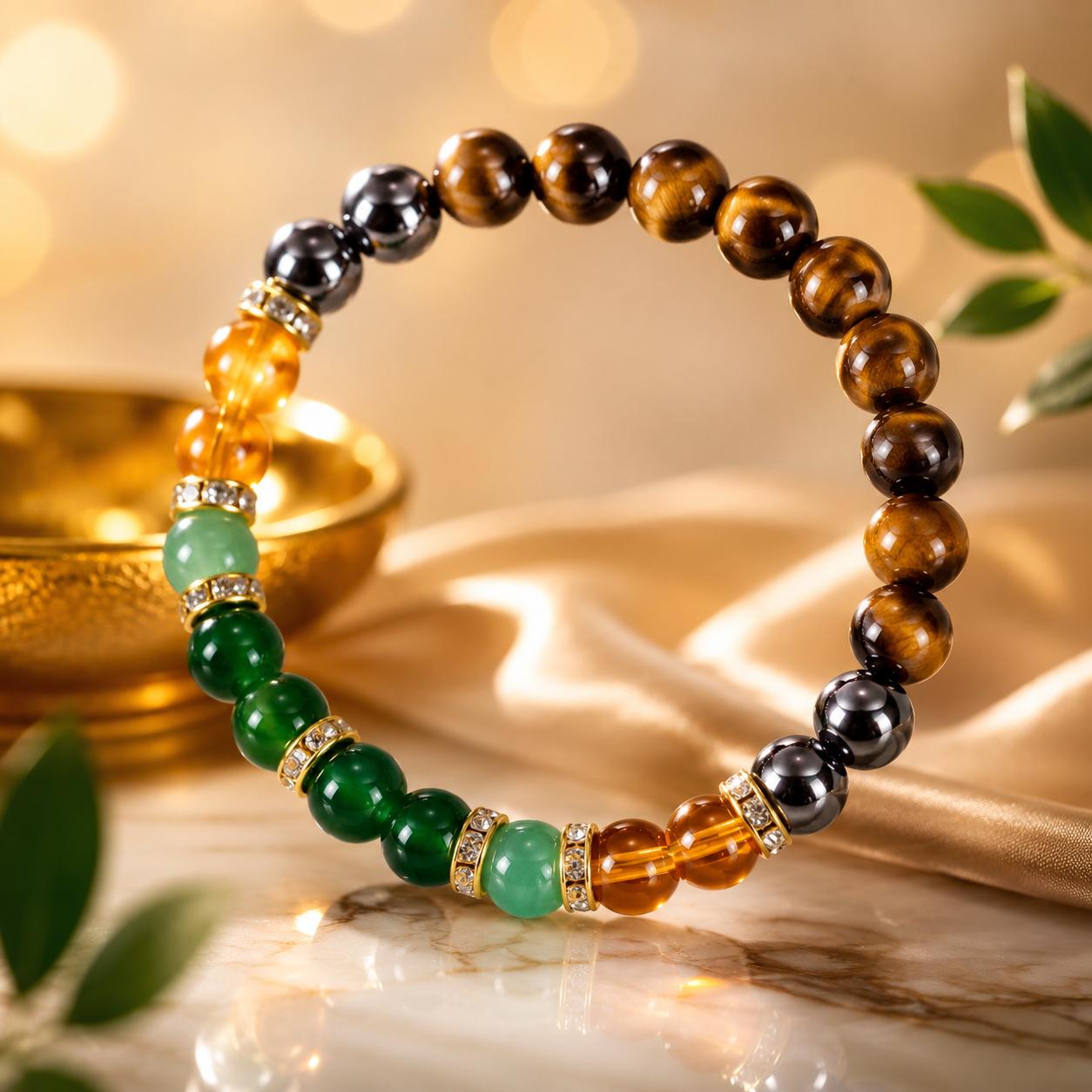 Money Bracelet with Black Onyx and Tiger's Eye
