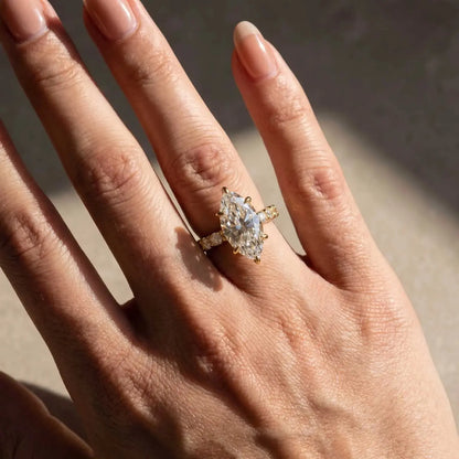 3.5ct Marquise Cut 14K Gold Plated Engagement Ring