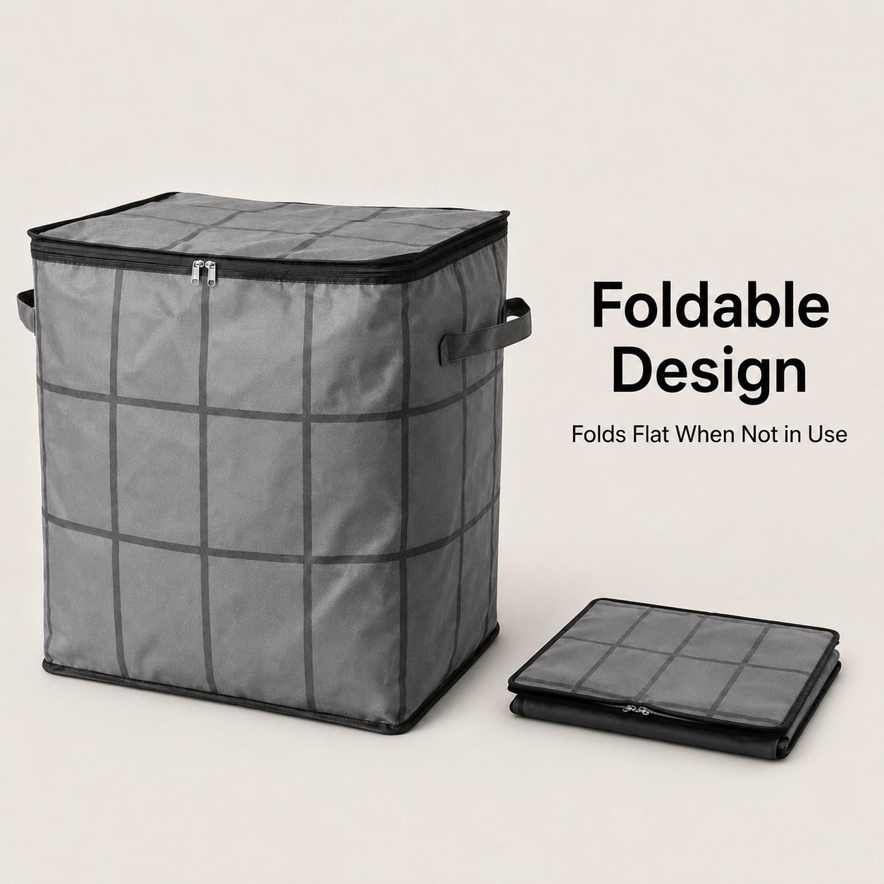 Spacious Moving Storage Bin, Zippered Organizer for Quilts