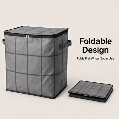 Spacious Moving Storage Bin, Zippered Organizer for Quilts