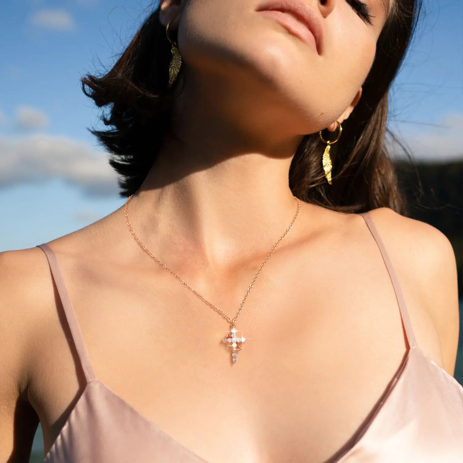 Crown Cross Pendant Necklace