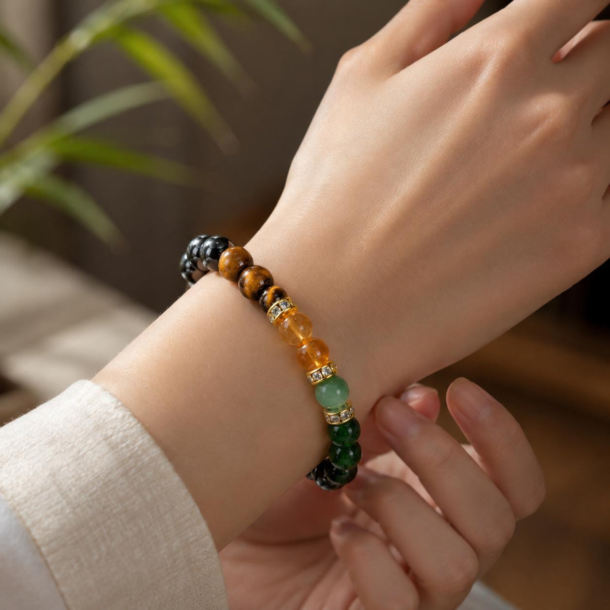 Money Bracelet with Black Onyx and Tiger's Eye