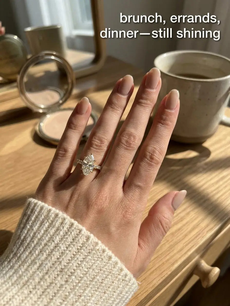 3.5ct Marquise Cut 14K Gold Plated Engagement Ring
