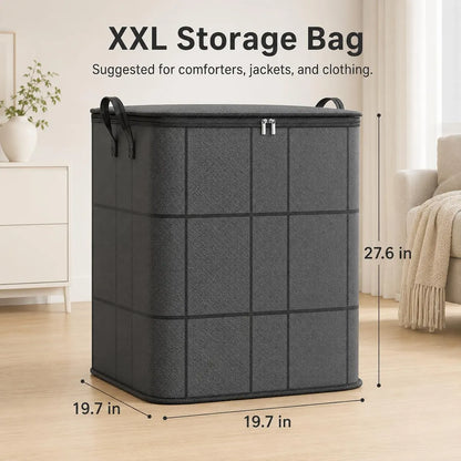 Spacious Moving Storage Bin, Zippered Organizer for Quilts