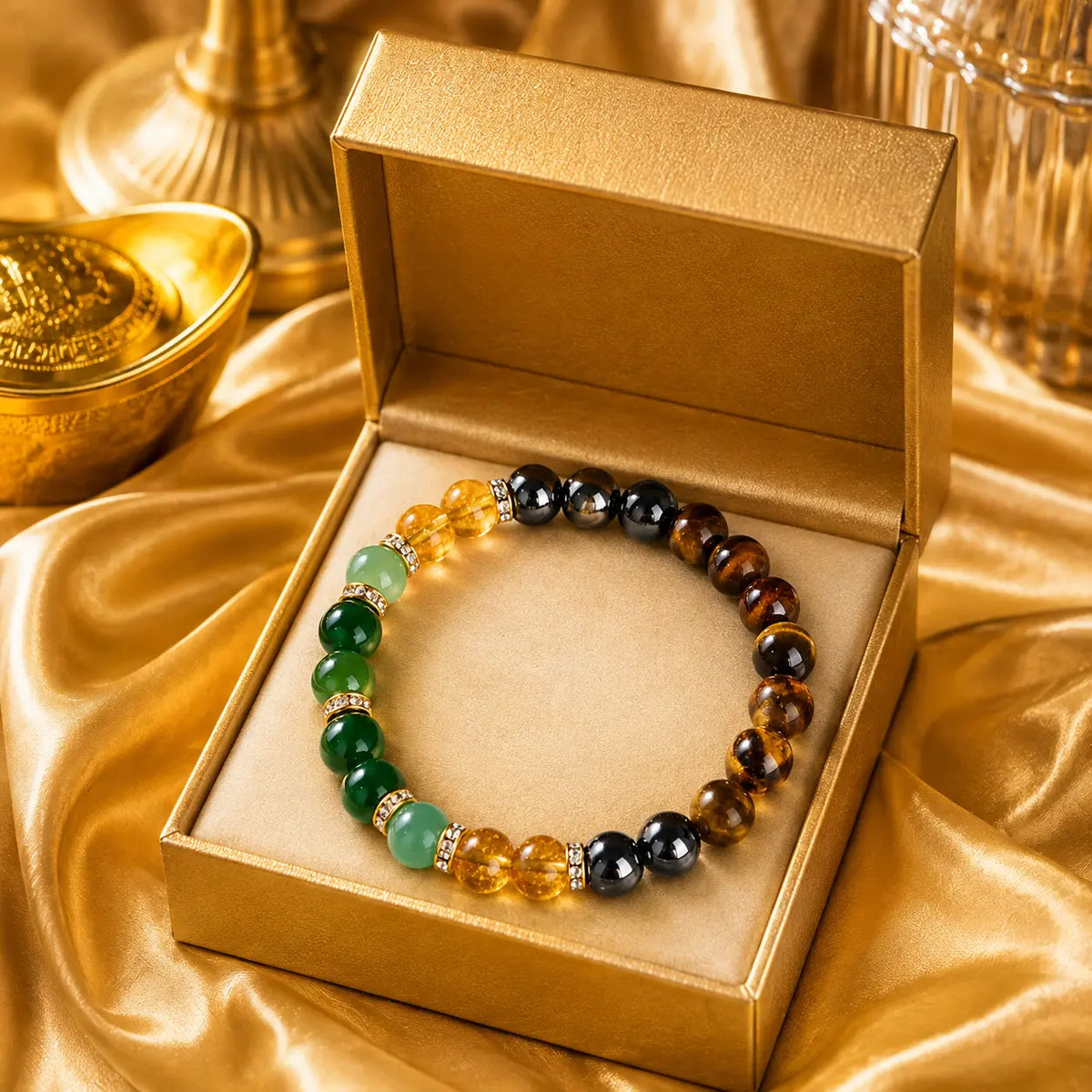 Money Bracelet with Black Onyx and Tiger's Eye