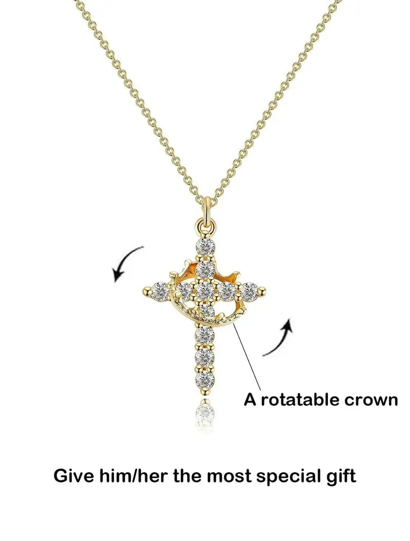 Crown Cross Pendant Necklace
