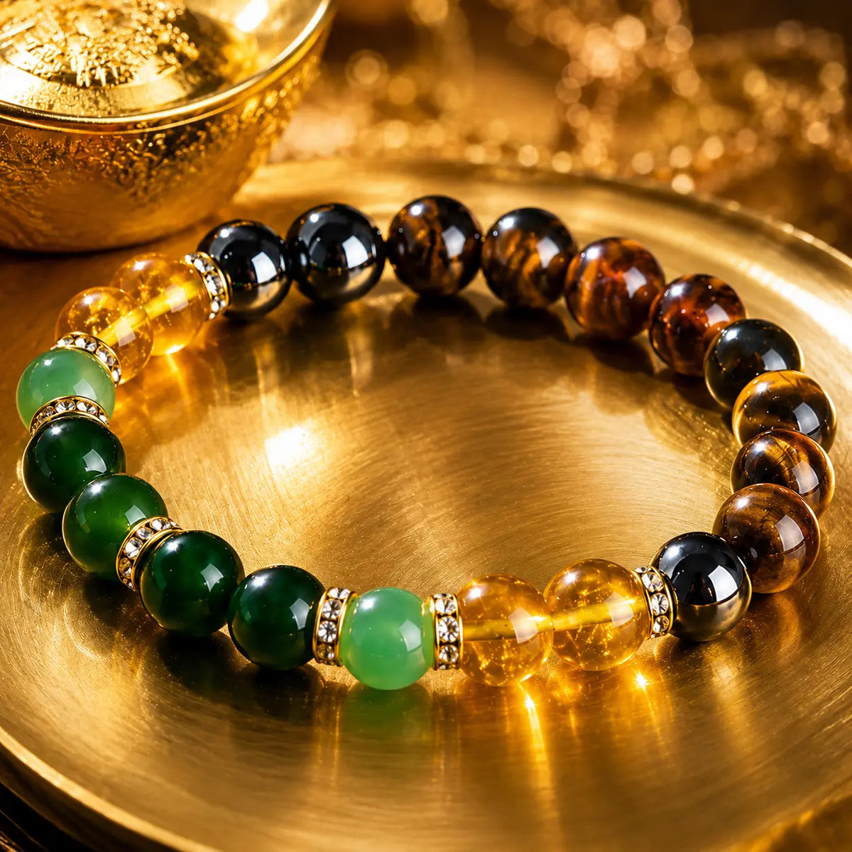 Money Bracelet with Black Onyx and Tiger's Eye