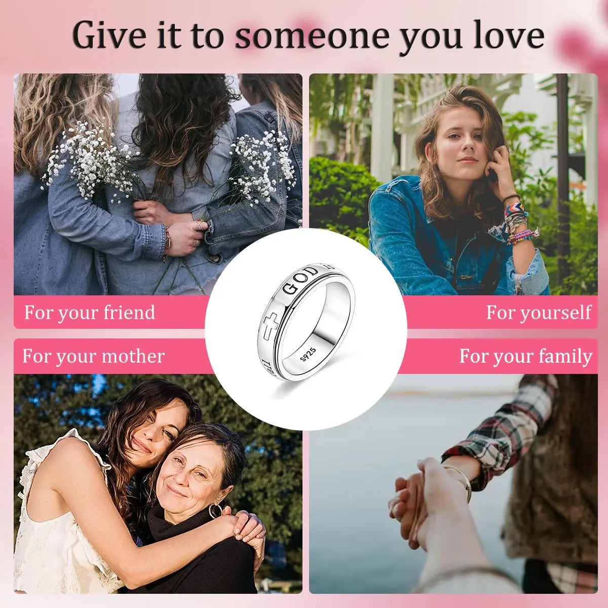 Women's 925 Silver-Plated Spinner Ring