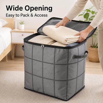 Spacious Moving Storage Bin, Zippered Organizer for Quilts