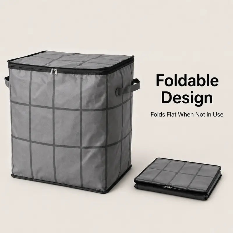 Spacious Moving Storage Bin, Zippered Organizer for Quilts