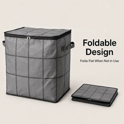 Spacious Moving Storage Bin, Zippered Organizer for Quilts