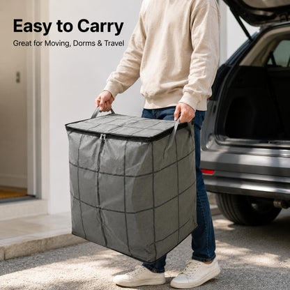 Spacious Moving Storage Bin, Zippered Organizer for Quilts