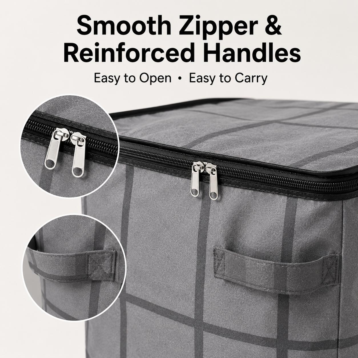 Spacious Moving Storage Bin, Zippered Organizer for Quilts