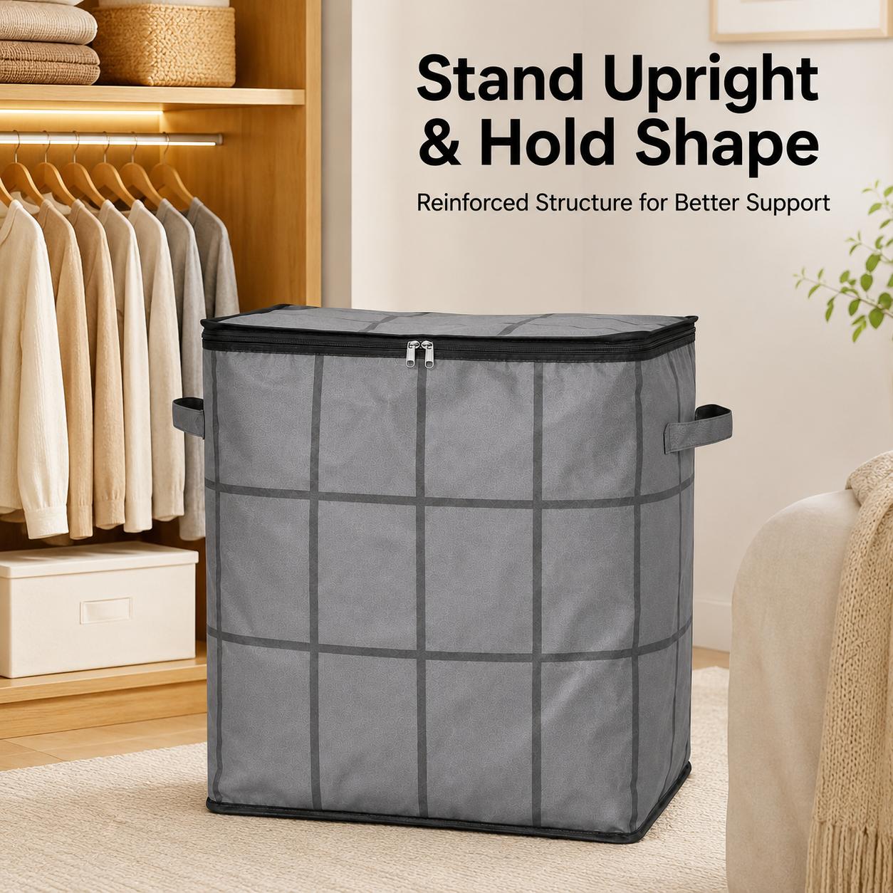 Spacious Moving Storage Bin, Zippered Organizer for Quilts