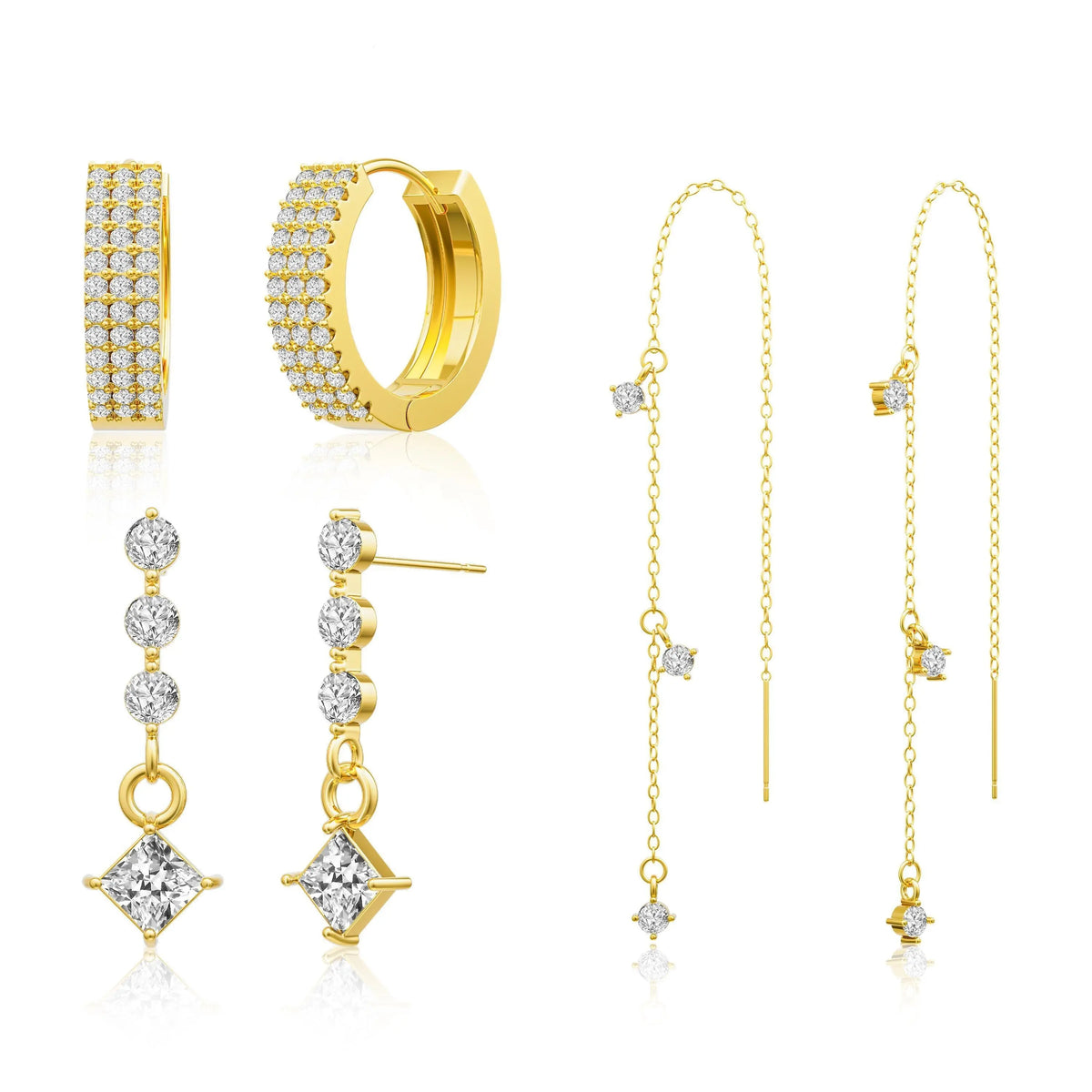3 Layered Chain Earrings