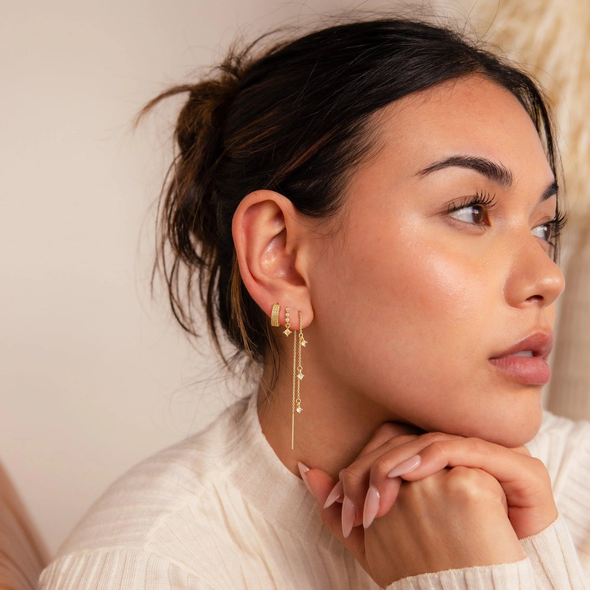3 Layered Chain Earrings