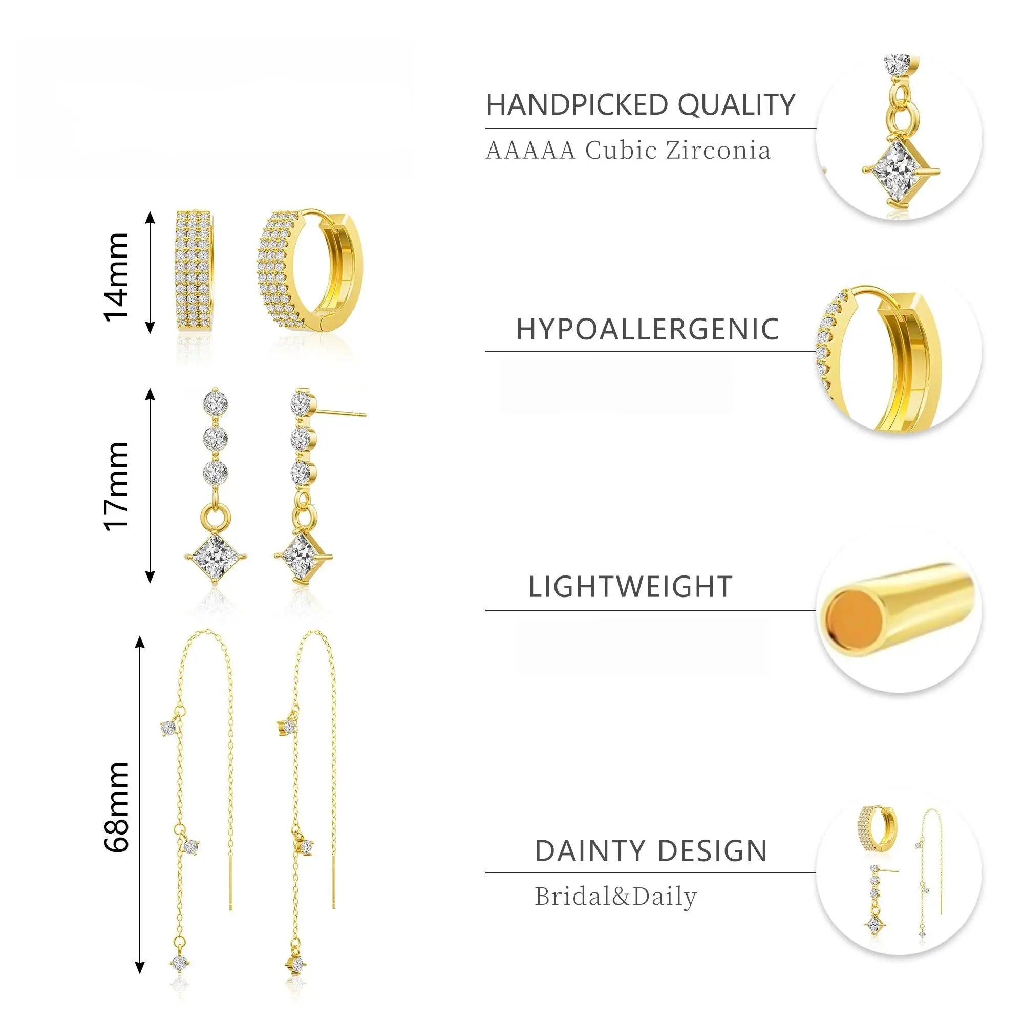 3 Layered Chain Earrings