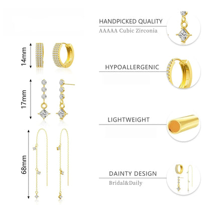 3 Layered Chain Earrings