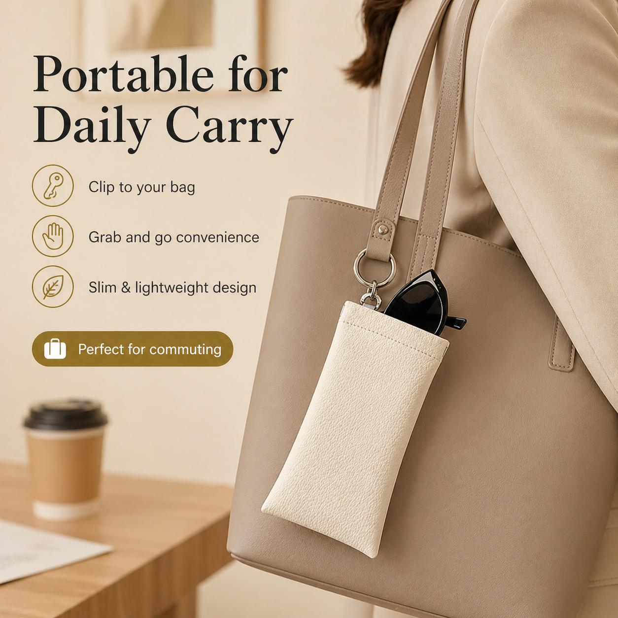 Soft PU Leather Sunglasses Pouch Elastic Opening Eyeglasses Bag