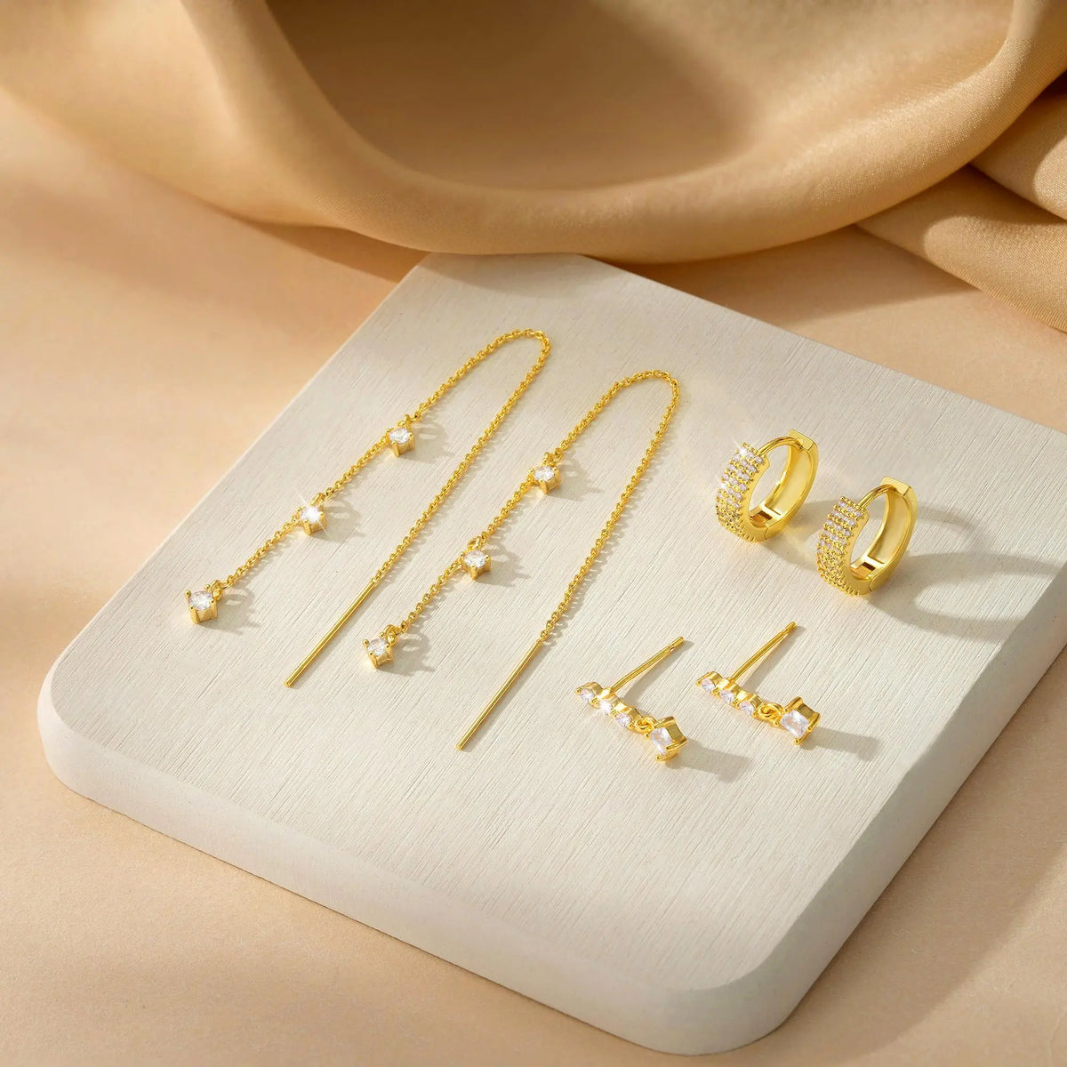 3 Layered Chain Earrings