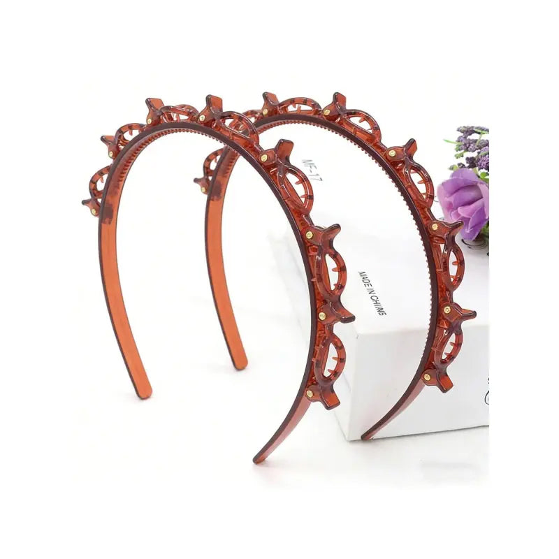 Hair Styling Headband with Clips, Anti-Slip Braiding Tool