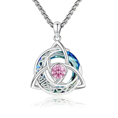 Celtic Crescent Moon Birthstone Necklace