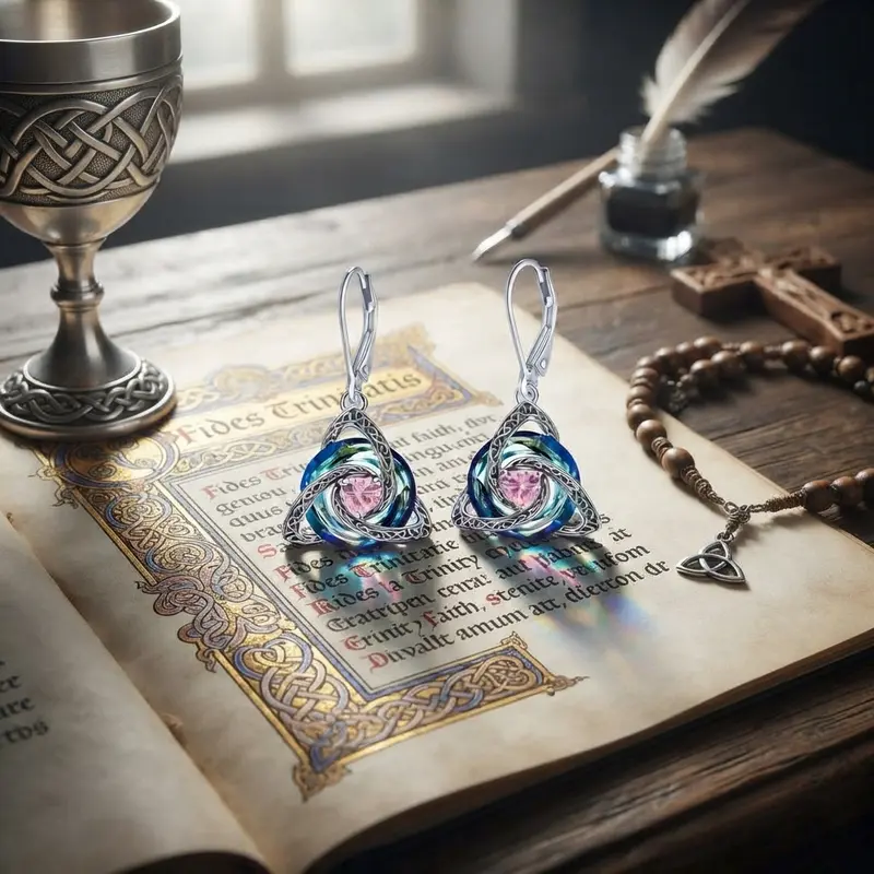 Celtic Trinity Knot Birthstone Earrings