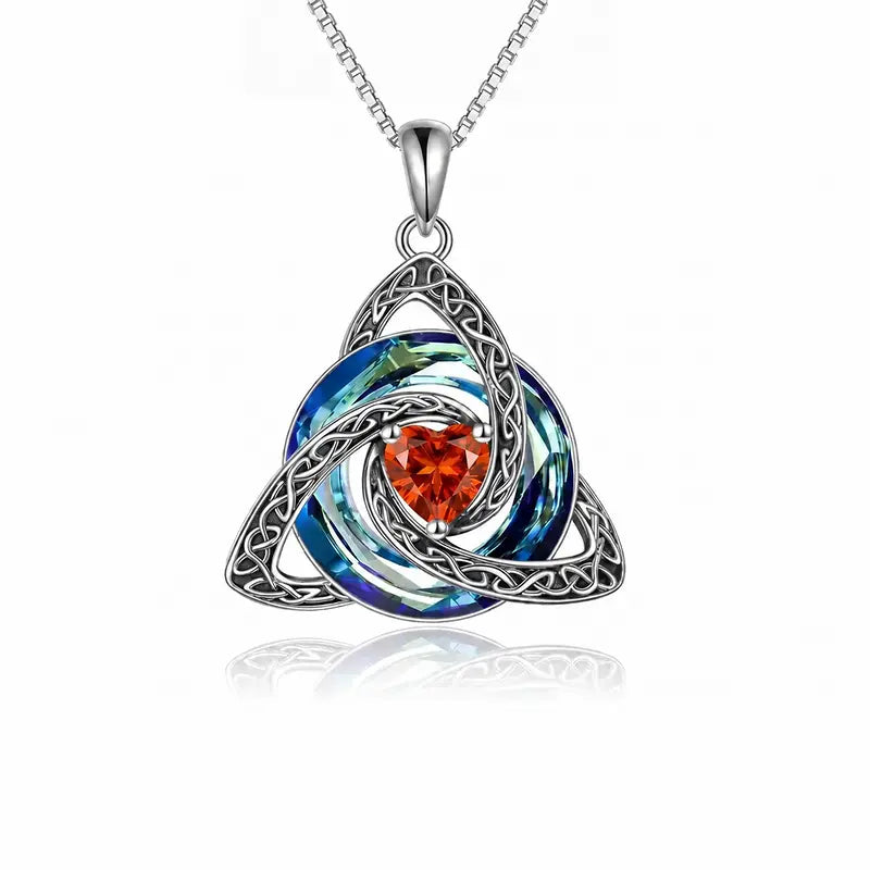 Celtic Trinity Knot Birthstone Necklace