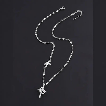 Crystal Initial Cross Necklace