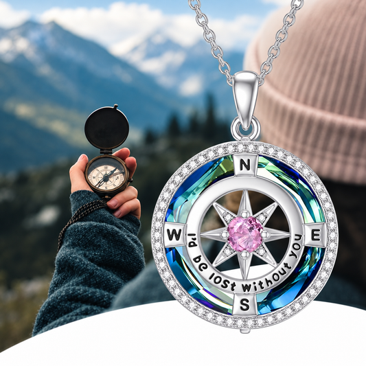 925 Sterling Silver “I’d Be Lost Without You” Compass Necklace