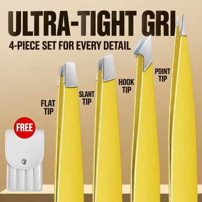 4-Piece High-Precision Stainless Steel Eyebrow Tweezer Set