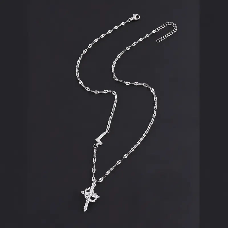 Crystal Initial Cross Necklace