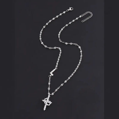 Crystal Initial Cross Necklace