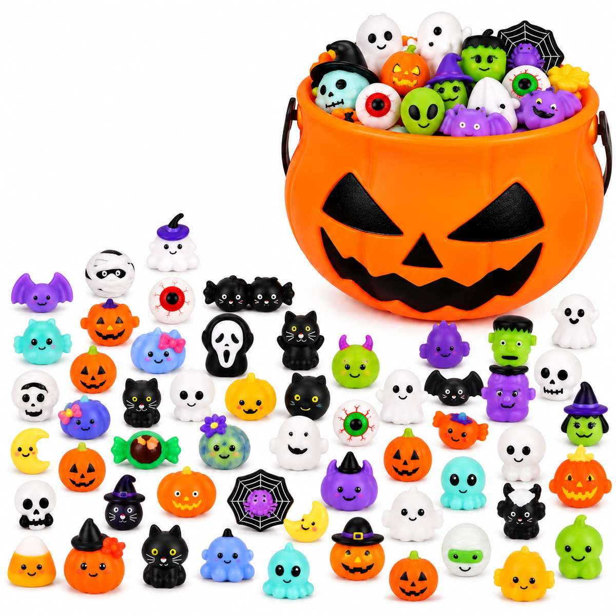 🎃 30/50PCS Halloween Mochi Squishy Toys – Cute Sensory Party Favors & Goodie Bag Fillers