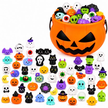 🎃 30/50PCS Halloween Mochi Squishy Toys – Cute Sensory Party Favors & Goodie Bag Fillers