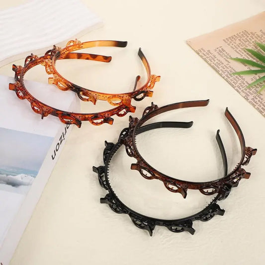 Hair Styling Headband with Clips, Anti-Slip Braiding Tool