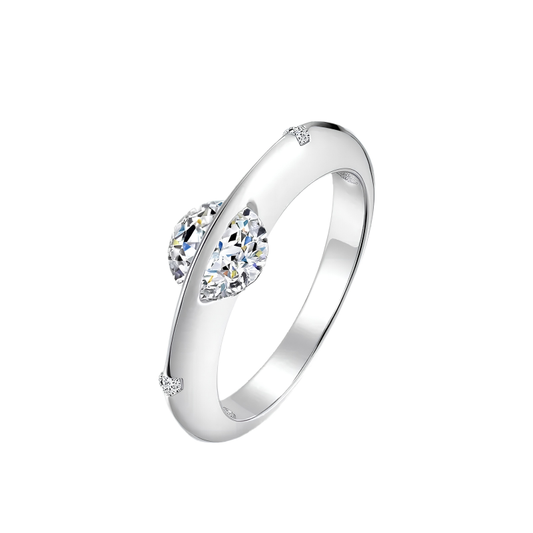 Orbiting Planet Crystal Ring Elegant Celestial Jewelry