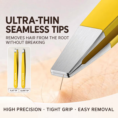 4-Piece High-Precision Stainless Steel Eyebrow Tweezer Set