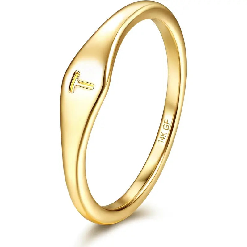 26-Letter Initial Stainless Steel Ring