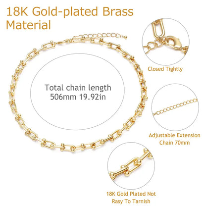 14K Gold Plated Chunky Bamboo Link Necklace