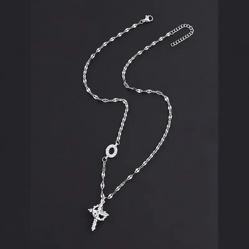 Crystal Initial Cross Necklace