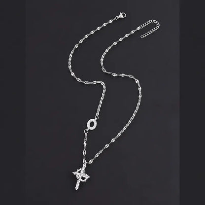 Crystal Initial Cross Necklace