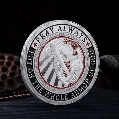 Replica “Full Armor God” Metal Challenge Collectible, Unique Desktop Decor, Ideal for Holiday Party Prizes