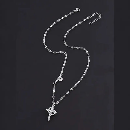 Crystal Initial Cross Necklace