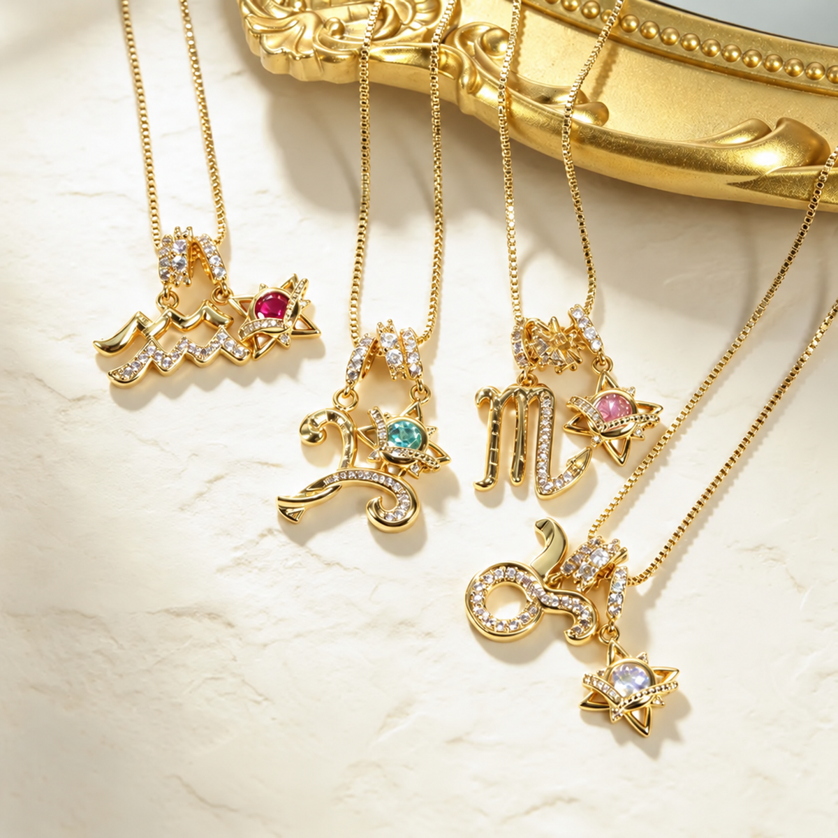 18K Gold-Plated Colorful Zodiac Star Necklace