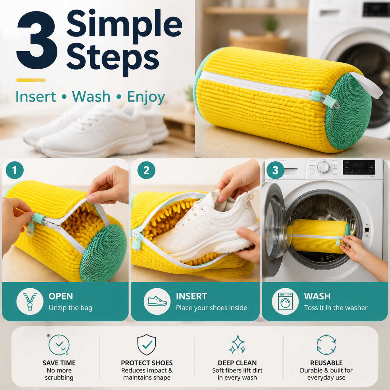 No-Scrub Sneaker Washing Bag