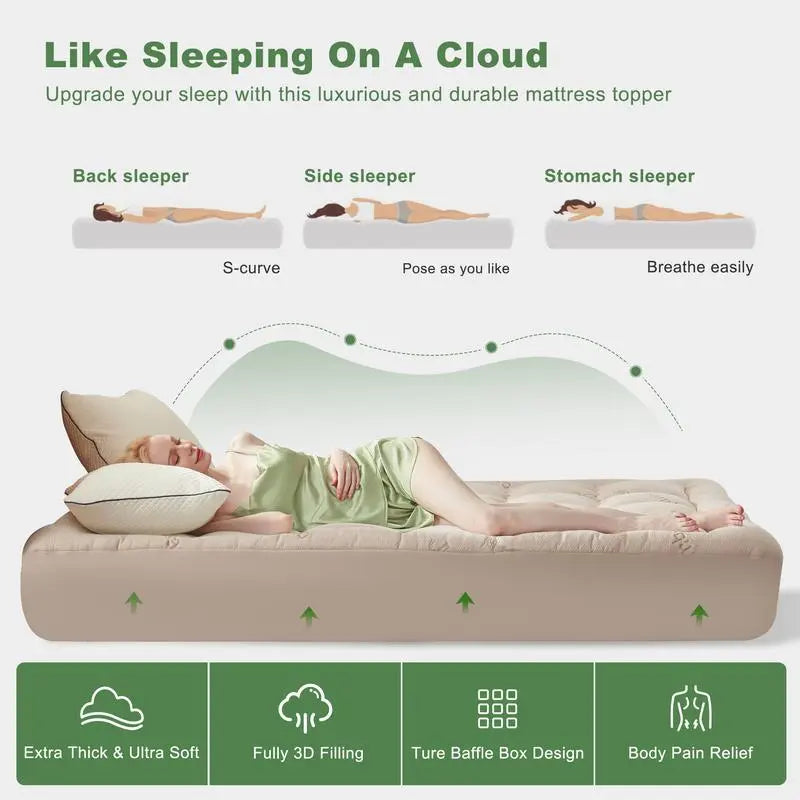Bamboo Cooling Mattress Topper with Fitted Sheet